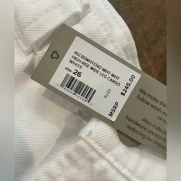 ❗️NWT Hudson High Rise Wide Leg Cargo Pants White Size 26 - Picture 2 of 8